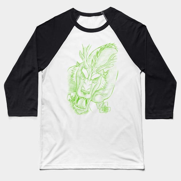 Dragon Of Legend -Green Version Baseball T-Shirt by sketchbooksage